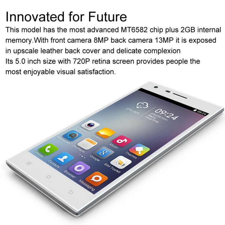 Cubot S308 16GB, Network: 3G, 5.0 inch Android 4.2, MT6582A Quad Core 1.3GHz, RAM: 2GB, Dual SIM(Black)
