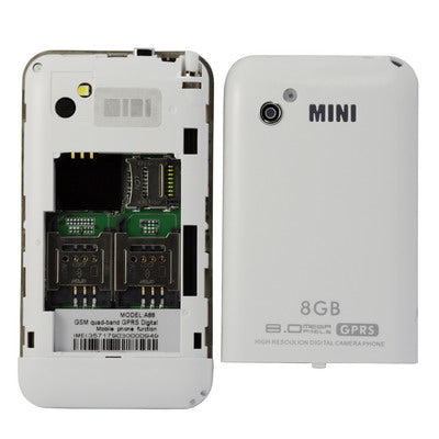 Dual sim card Dual standby Dual camera, Bluetooth FM function touch TV Mobile Phone, Hand shaking can change the menu (3 page menus), Quad band, Network: GSM850/ 900 / 1800/ 1900MHZ (A88)