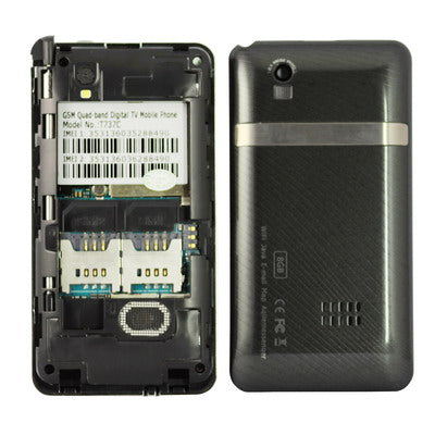T737C, Dual Sim cards Dual standby Dual camera, Bluetooth FM touch Wifi & JAVA TV Touch Mobile Phone, Slip-operation can change the menu (3 pages of menus), Quad band, Network: GSM850/ 900 / 1800/ 1900MHZ