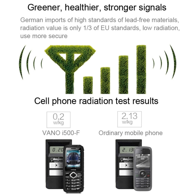 VANO i500-F GSM Elders Mobile Phone, Dustproof / Shockproof / Bluetooth / FM Radio, Dual SIM, Network: 2G