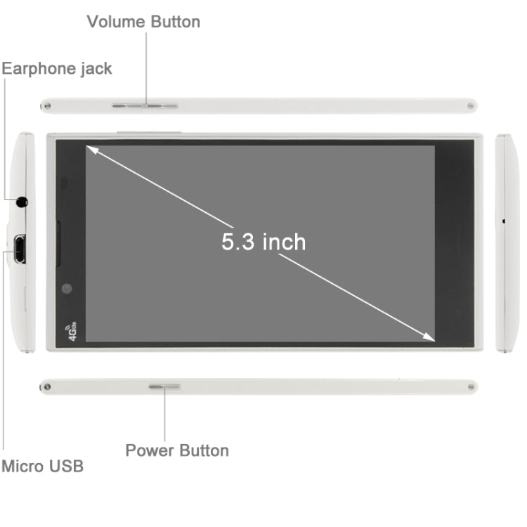 iNew L1 16GB, Network: 4G, 5.3 Inch Android 4.4 MTK6582 + MTK6290 Quad Core 1.3GHz, RAM: 2GB(White)