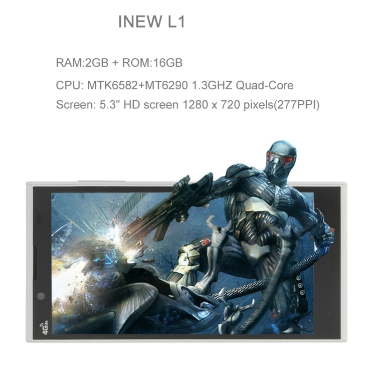 iNew L1 16GB, Network: 4G, 5.3 Inch Android 4.4 MTK6582 + MTK6290 Quad Core 1.3GHz, RAM: 2GB(White)