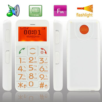 XYH-002 Elders GSM Unlocked Mobile Phone, Support FM Radio / Flashlight / SOS Function, Quad Band, Network: 2G(White)
