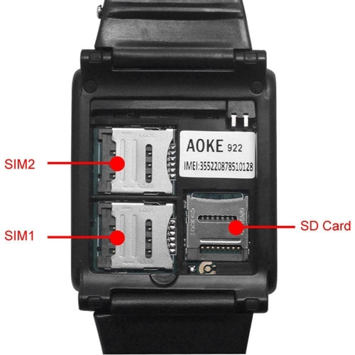 AK922 GSM Watch Phone, Bluetooth FM Radio / Camera, Dual SIM, Network: 2G