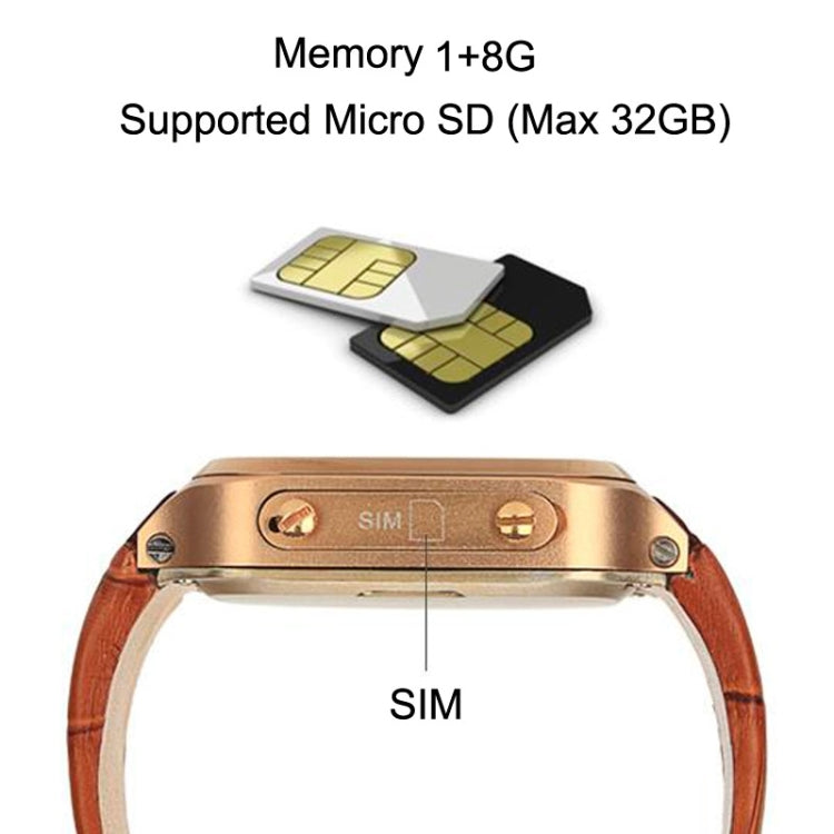 M-W9 3G Smart Watch Phone, Anti-Lost Alarm, Android 4.4, MTK6572, RAM: 1GB ROM: 8GB, 3.0MP Camera / Bluetooth / WiFi / GPS(Brown)