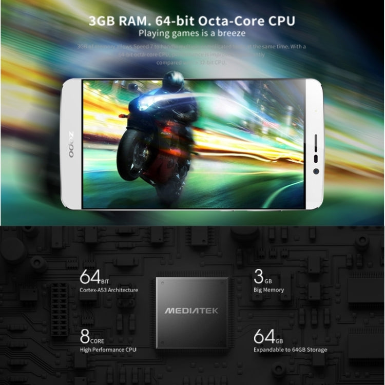 ZOPO Speed 7 / ZP951, 3GB+16GB, 3G Video Call, 5.0 inch Android 5.1 MT6753 Octa Core up to 1.5GHz, Network: 4G