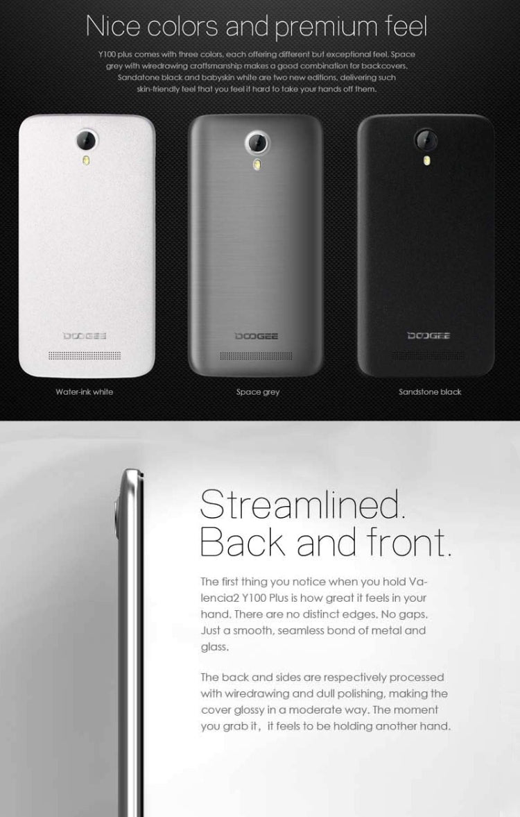 DOOGEE Valencia 2 Y100 Plus 16GB, 5.5 inch OGS Lamination Screen Android 5.1 MT6735 Quad Core 1.0GHz, RAM: 2GB, Network: 4G