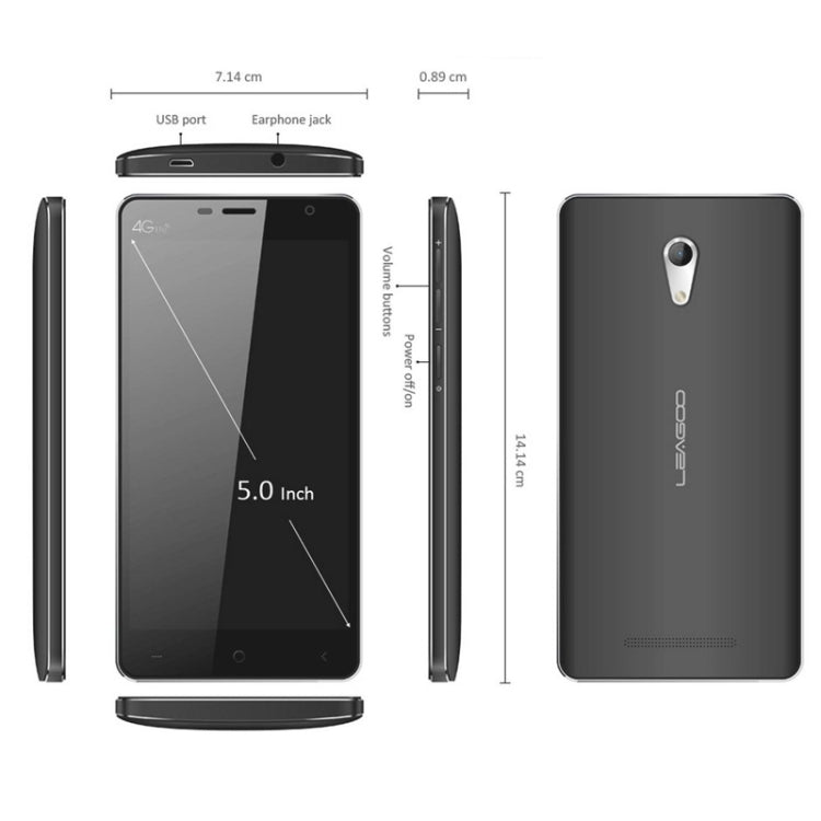 Leagoo Elite 4 16GB, Network: 4G, 5.0 inch Android 5.1, MT6735M Quad Core 1.0GHz, RAM: 1GB