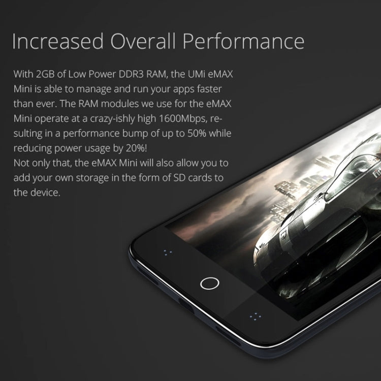 UMI eMAX mini 16GB, Network: 4G, 5.0 inch Android 5.0 MSM8939 Octa Core 1.5GHz, RAM: 2GB