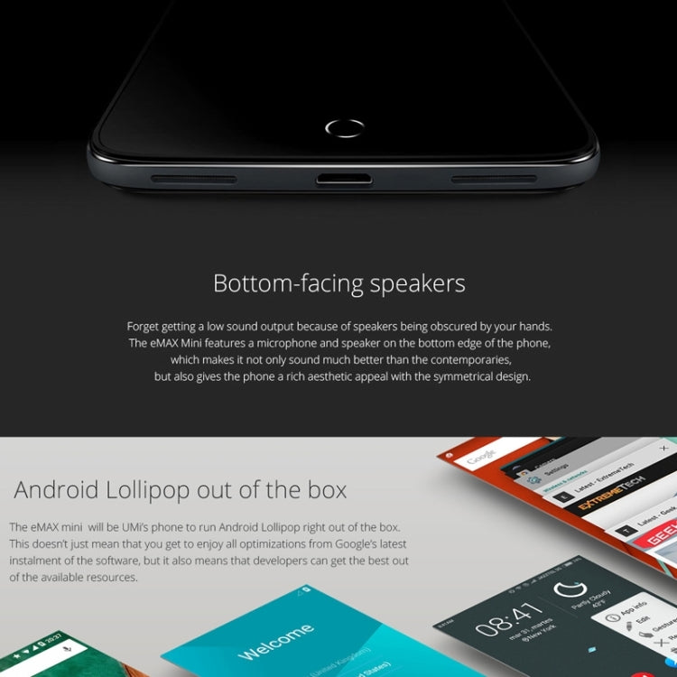 UMI eMAX mini 16GB, Network: 4G, 5.0 inch Android 5.0 MSM8939 Octa Core 1.5GHz, RAM: 2GB