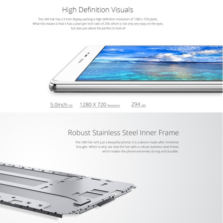 UMI Fair 8GB, Network: 4G, 5.0 inch Android 5.1 MT6735 Quad Core 1.0GHz, RAM: 1GB