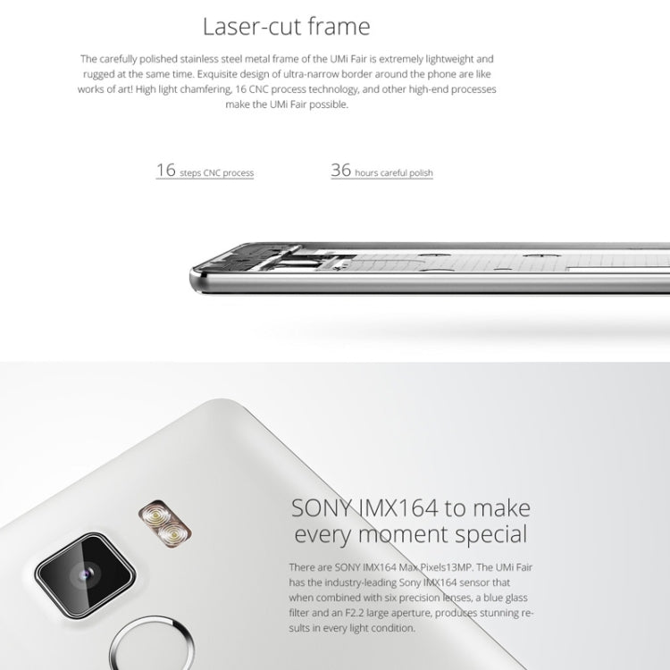 UMI Fair 8GB, Network: 4G, 5.0 inch Android 5.1 MT6735 Quad Core 1.0GHz, RAM: 1GB