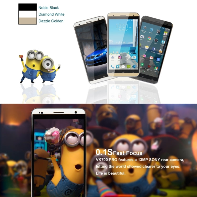 VKworld VK700 Pro 8GB, Network: 3G, 5.5 inch Android 4.4.2 MTK6582 Quad Core 1.3GHz, RAM: 1GB