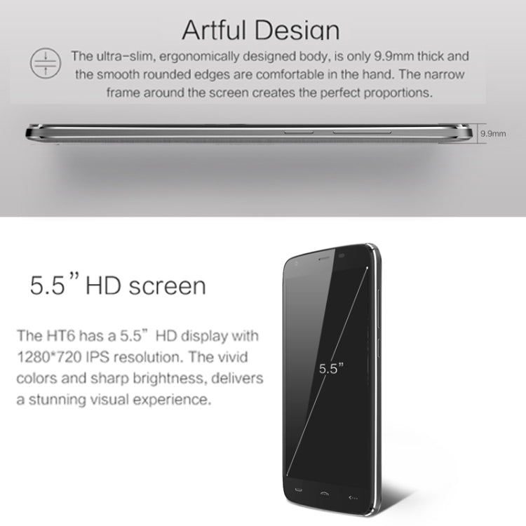 HOMTOM HT6 16GB, Network: 4G, Large Battery, Long Operation Time, 5.5 inch Android 5.1 MT6735P Quad Core 1.0GHz, RAM: 2GB