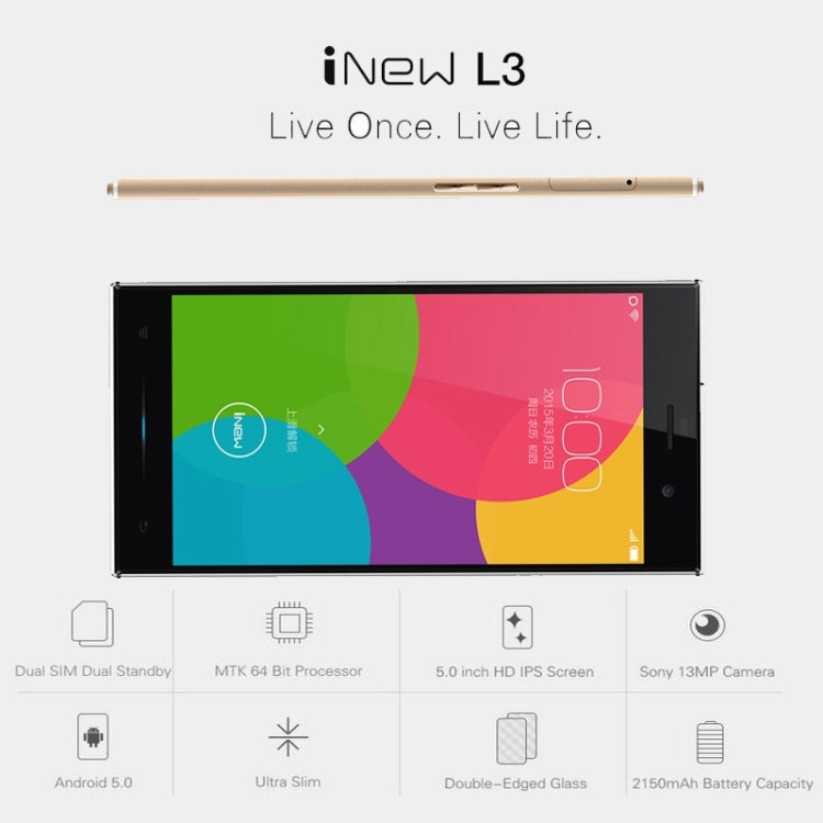 iNew L3, 2GB+16GB, 5.0 inch Android 5.0 MTK6735 Quad Core 1.3GHz, Network: 4G