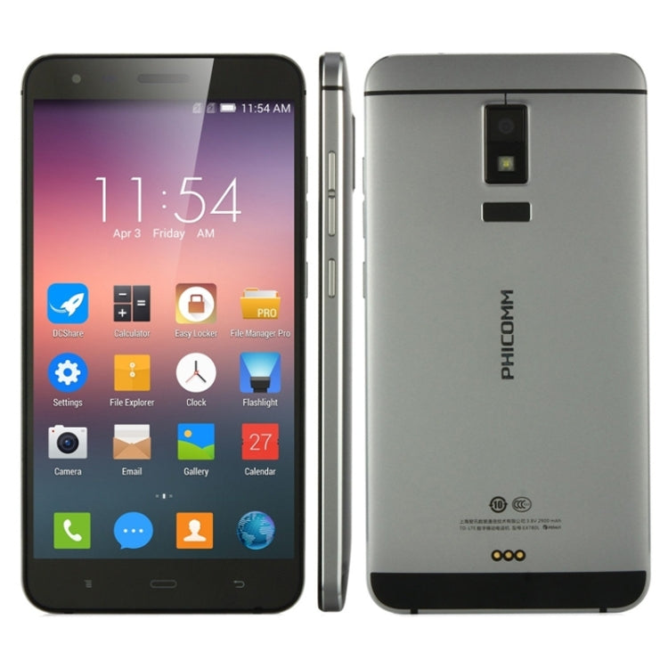 PHICOMM EX780 32GB, Network: 4G, 5.5 inch Android 4.4 Qualcomm Snapdragon 801 MSM8974AC Quad Core 2.3GHz, RAM: 3GB(Silver)