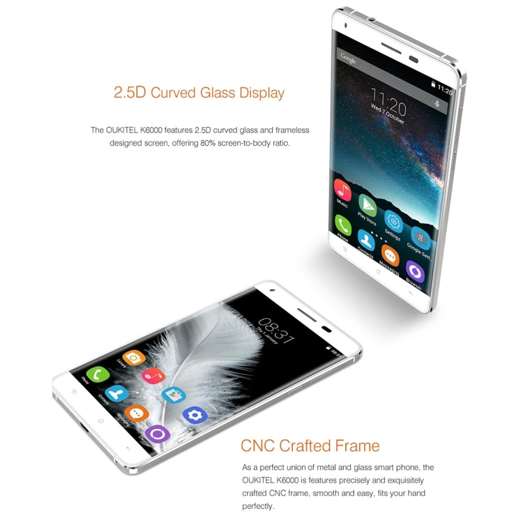 [HK Warehouse] OUKITEL K6000, 2GB+16GB, 6000mAh Large Battery Capacity, 5.5 inch Android 5.1 MTK6735P Quad Core 1.0GHz, Network: 4G