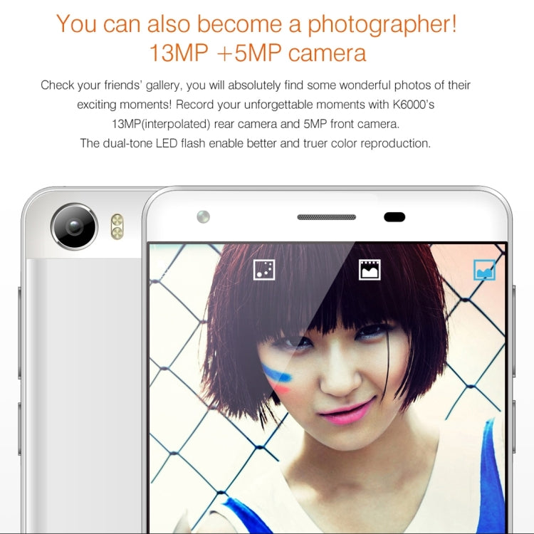 [HK Warehouse] OUKITEL K6000, 2GB+16GB, 6000mAh Large Battery Capacity, 5.5 inch Android 5.1 MTK6735P Quad Core 1.0GHz, Network: 4G