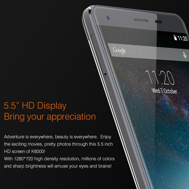 [HK Warehouse] OUKITEL K6000, 2GB+16GB, 6000mAh Large Battery Capacity, 5.5 inch Android 5.1 MTK6735P Quad Core 1.0GHz, Network: 4G