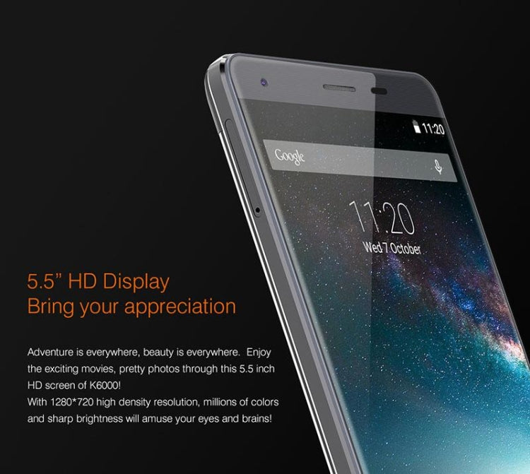 [HK Warehouse] OUKITEL K6000, 2GB+16GB, 6000mAh Large Battery Capacity, 5.5 inch Android 5.1 MTK6735P Quad Core 1.0GHz, Network: 4G