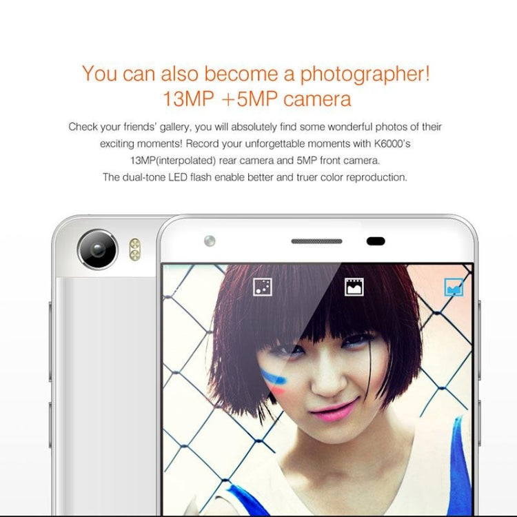 [HK Warehouse] OUKITEL K6000, 2GB+16GB, 6000mAh Large Battery Capacity, 5.5 inch Android 5.1 MTK6735P Quad Core 1.0GHz, Network: 4G