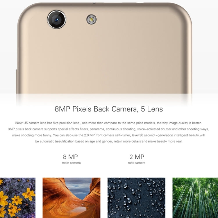 iNew U5, 1GB+16GB, 5.0 inch Android 5.1 MTK6735 Quad Core 1.0GHz, Network: 4G