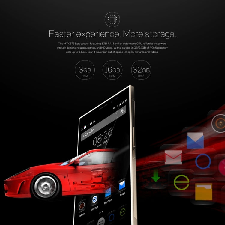 DOOGEE F5 16GB, Network: 4G, Fingerprint ID, Smart motion, 5.5 inch Android 5.1 MT6753 Octa-core 1.3GHz, RAM:3GB(Silver)