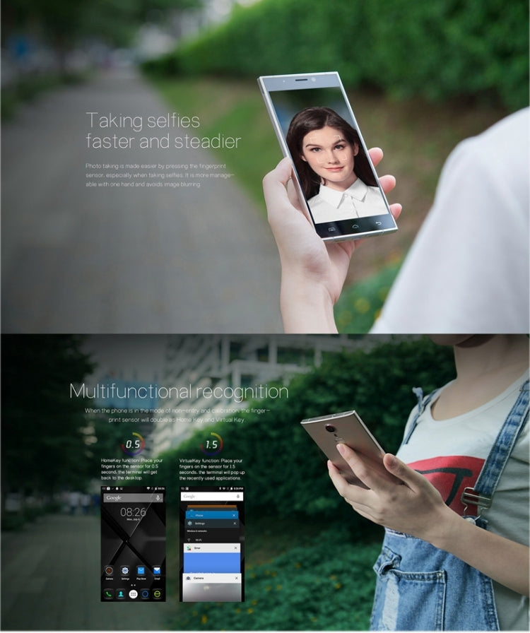 DOOGEE F5 16GB, Network: 4G, Fingerprint ID, Smart motion, 5.5 inch Android 5.1 MT6753 Octa-core 1.3GHz, RAM:3GB(Silver)