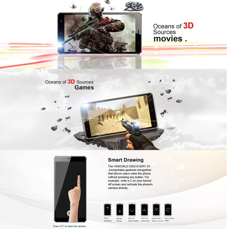 VKworld Discovery S1, 2GB+16GB, Naked-eye 3D, 5.5 inch Android 5.1 MTK6735a Quad Core up to 1.5GHz, Network: 4G