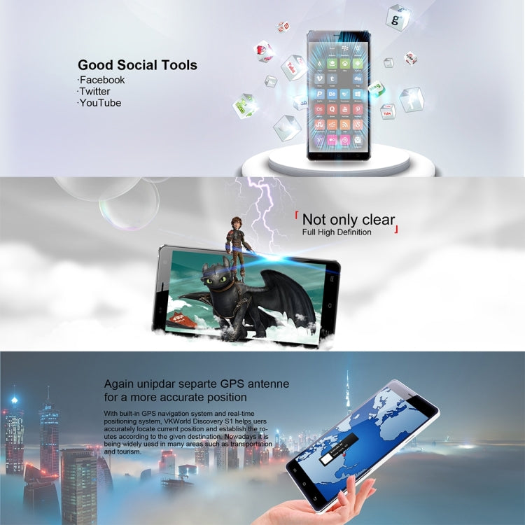 VKworld Discovery S1, 2GB+16GB, Naked-eye 3D, 5.5 inch Android 5.1 MTK6735a Quad Core up to 1.5GHz, Network: 4G