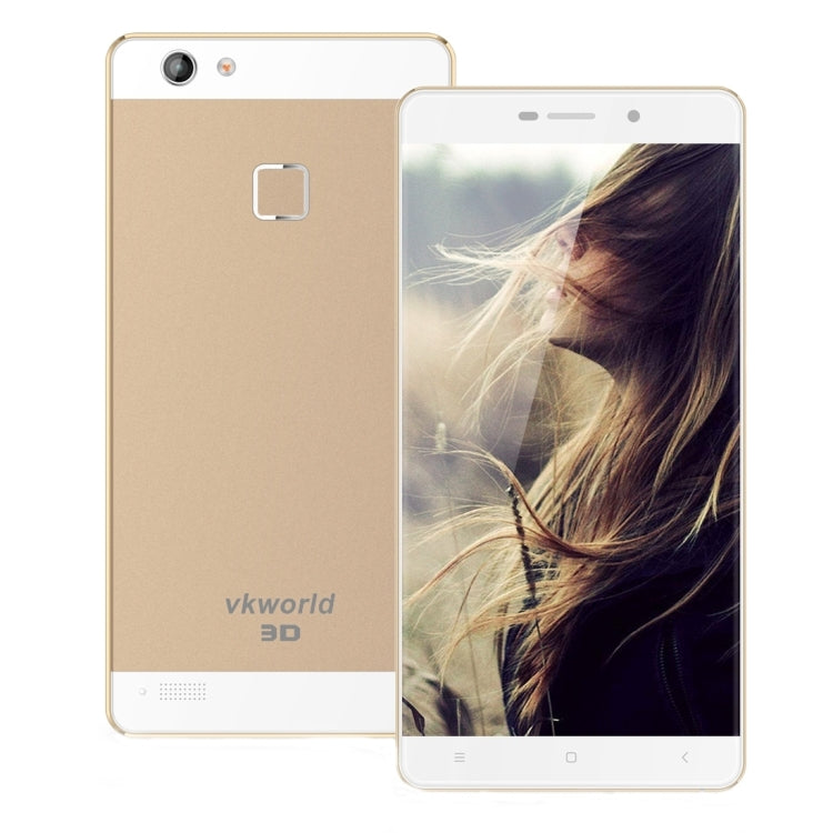 VKworld Discovery S2 16GB, Network: 4G, Naked-eye 3D, 5.5 inch Android 5.1 MTK6735a Quad Core 1.5GHz, RAM:2GB, Dual SIM, OTG(Gold)