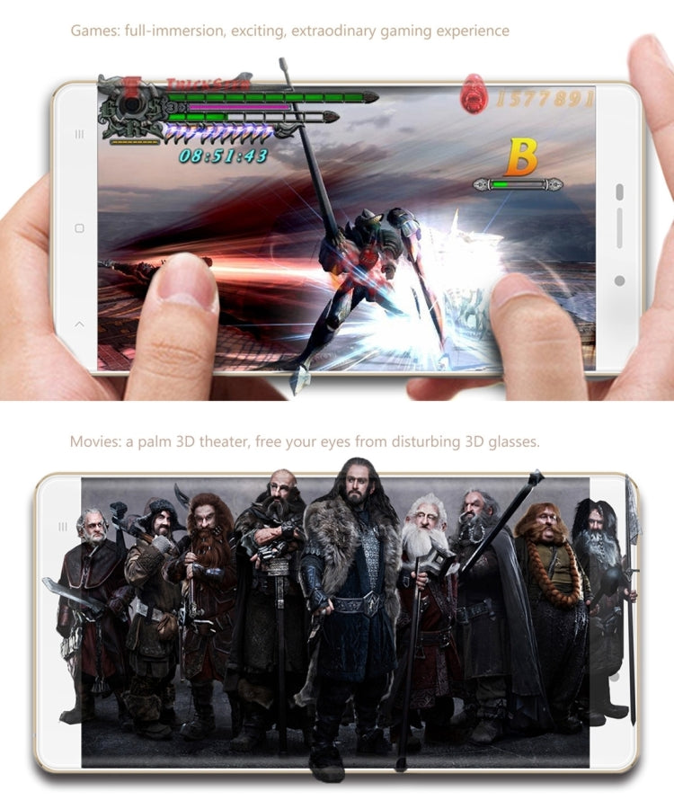 VKworld Discovery S2 16GB, Network: 4G, Naked-eye 3D, 5.5 inch Android 5.1 MTK6735a Quad Core 1.5GHz, RAM:2GB, Dual SIM, OTG(Gold)