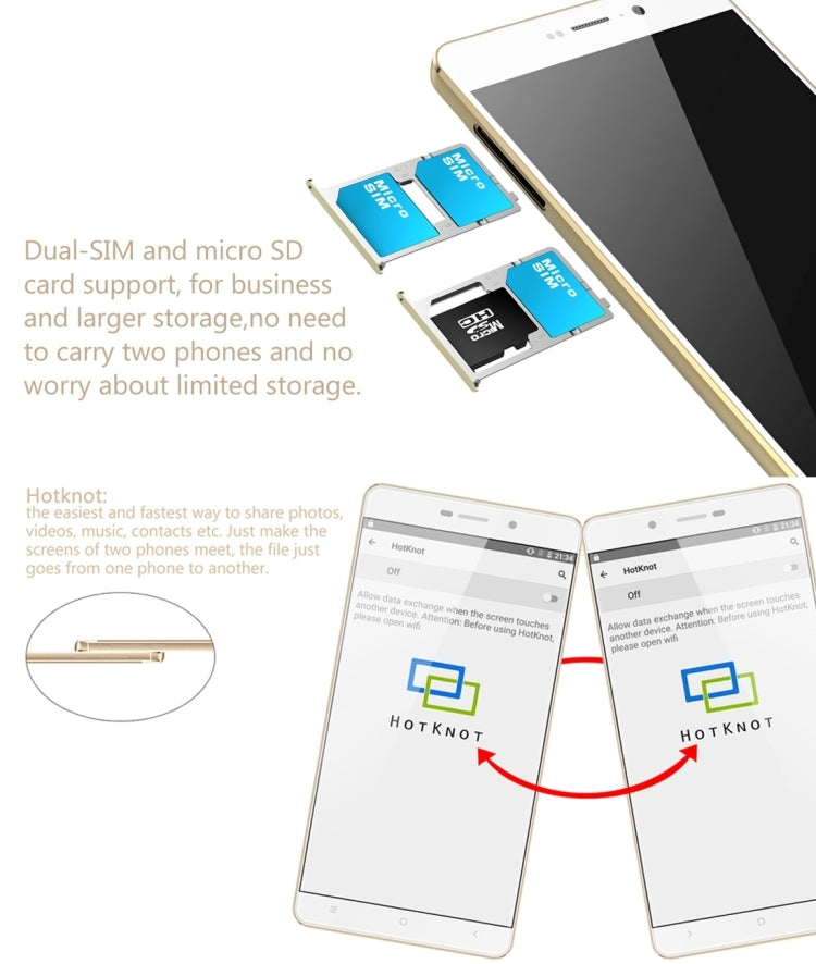 VKworld Discovery S2 16GB, Network: 4G, Naked-eye 3D, 5.5 inch Android 5.1 MTK6735a Quad Core 1.5GHz, RAM:2GB, Dual SIM, OTG(Gold)