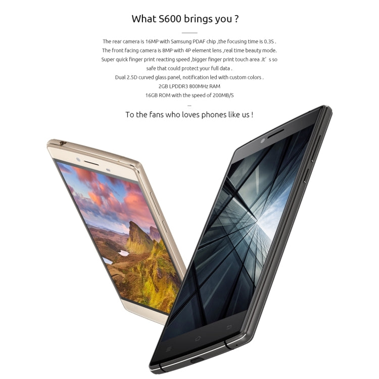 CUBOT S600, 2GB+16GB, 5.0 inch Android 5.1 MT6735A Quad-core 1.3GHz, Network: 4G(Black)
