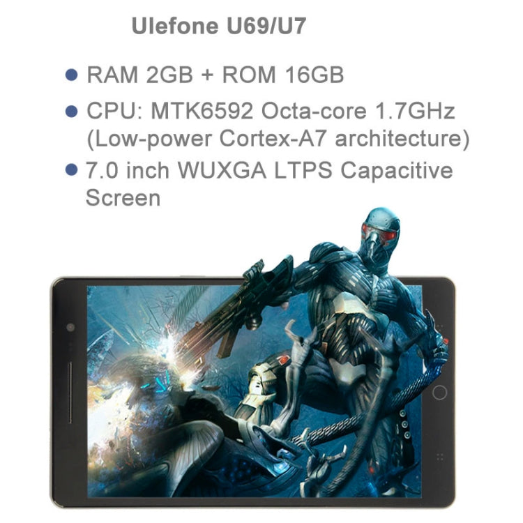 Ulefone U69 / U7 16GB, Network: 3G, 7.0 inch Ultra Slim Phablet, MTK6592 1.7GHz Octa Core, RAM: 2GB