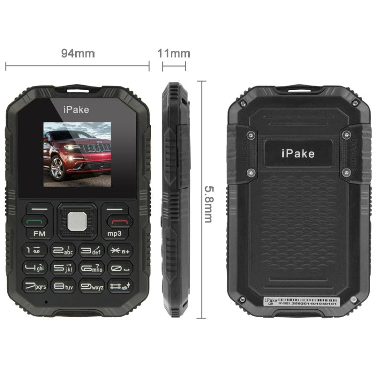 IPake Q8 GSM Card Phone, Ultrathin Rugged Mini Dustproof & Shockproof, Bluetooth, Neteork: 2G(Black)