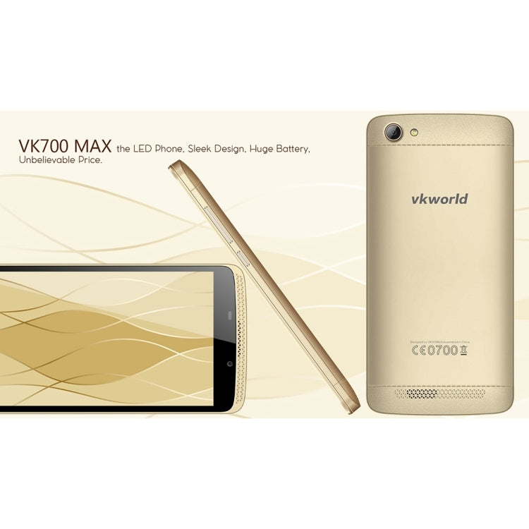 VKworld VK700 Max  8GB, Network: 3G, 5.0 inch Android 5.1 MTK6580A Quad Core 1.3GHz, RAM: 1GB,