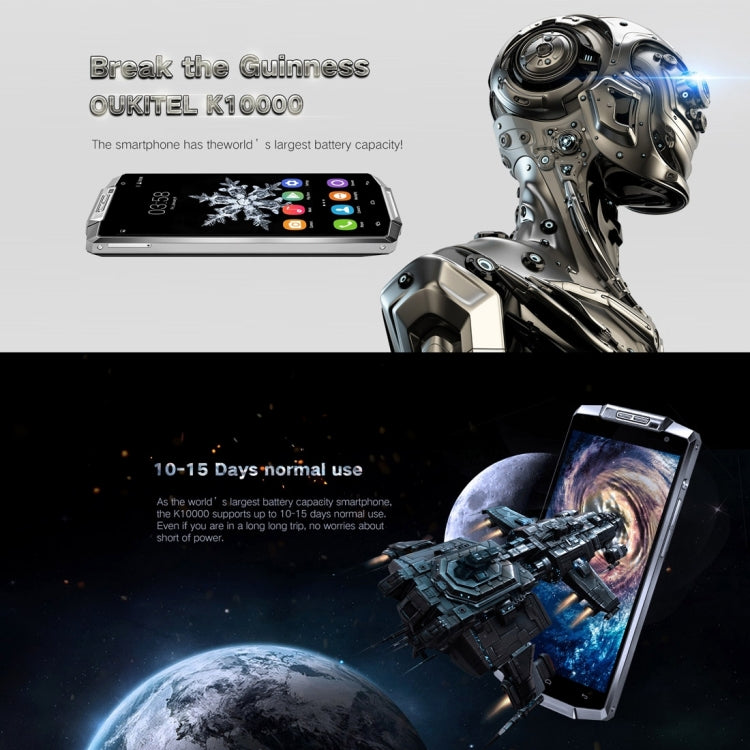 [HK Warehouse] OUKITEL K10000, 2GB+16GB, 10000mAh Battery, 5.5 inch Android 5.1 MT6735P Quad Core up to 1.0GHz, Network: 4G(Black)