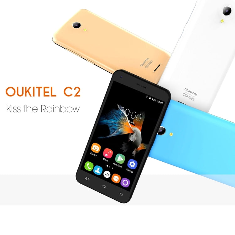 [HK Warehouse] OUKITEL C2 Smartphone 8GB, Network: 3G, 4.5 inch Android 5.1 MT6580M Quad Core 1.3GHZ, RAM: 1GB, Dual SIM, OTA, GPS, FM