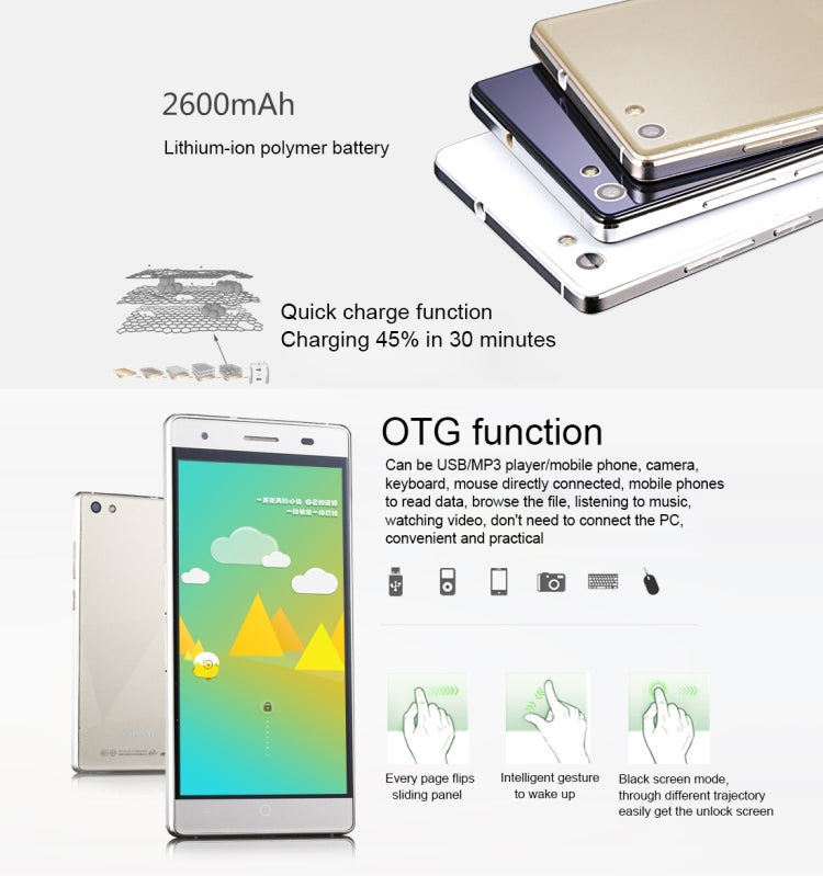 Milai M6 Plus Smartphone 16GB, 5.25 inch Android 5.1 MT6735 Quad-core 1.0GHZ, RAM: 2GB, Network: 4G, GPS