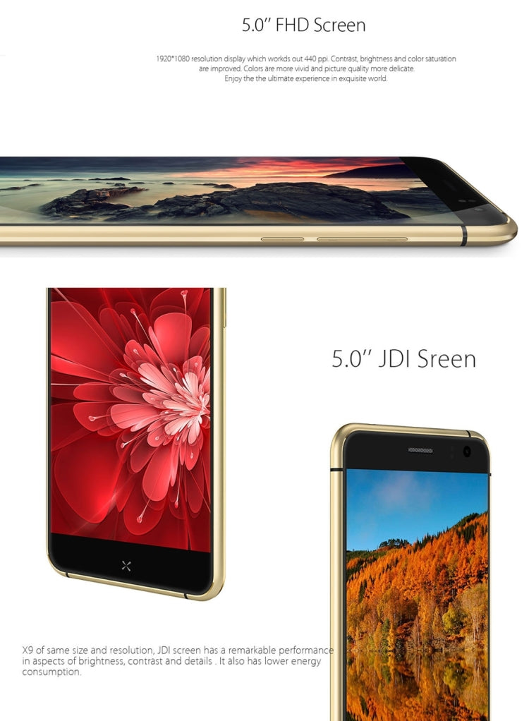 BLUBOO X9, 3GB+16GB, 5.0 inch Android 5.1 MTK6753W Octa Core up to 1.3GHz, Network: 4G