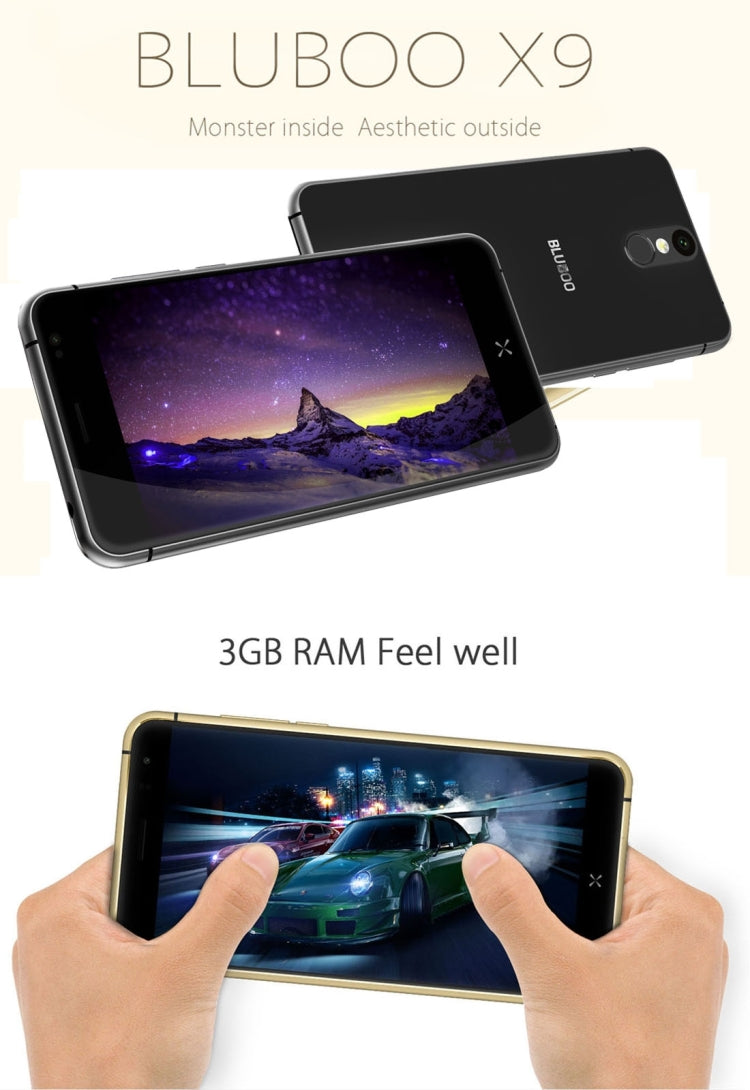 BLUBOO X9, 3GB+16GB, 5.0 inch Android 5.1 MTK6753W Octa Core up to 1.3GHz, Network: 4G