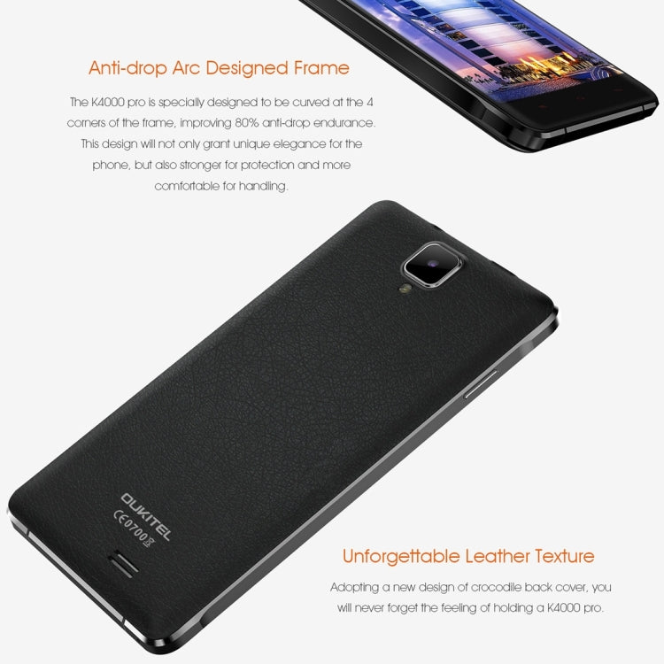 [HK Warehouse] OUKITEL K4000 Pro Smartphone 16GB, 5.0 inch Android 5.1 MTK6735P Quad Core 1.0GHZ, RAM: 2GB, Network: 4G, OTG, OTA, GPS, FM