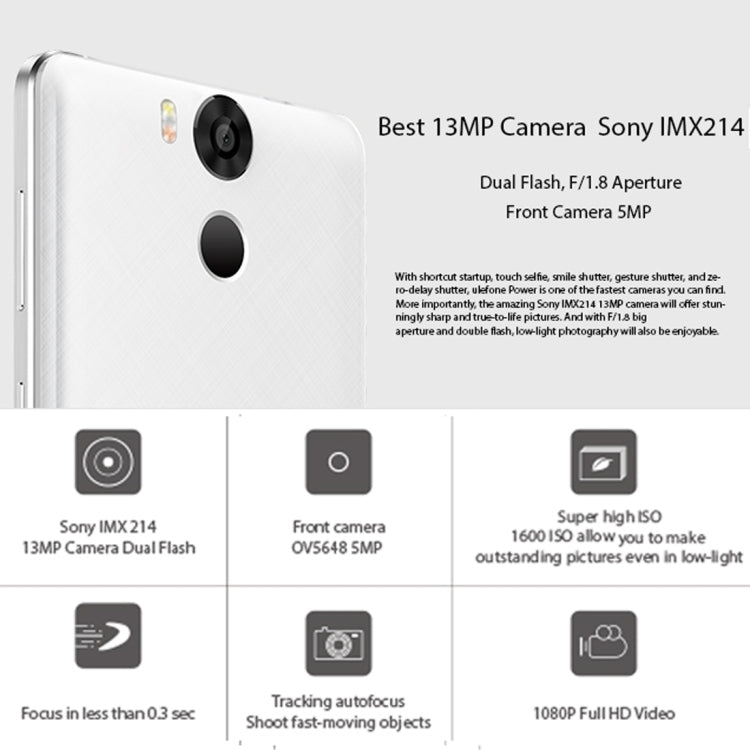 [HK Warehouse] Ulefone Power 16GB, Network: 4G, 5.5 inch Android 6.0 MTK6753 64-Bit Octa-core 1.3GHz, RAM: 3GB, 6050mAh Battery (Wooden)