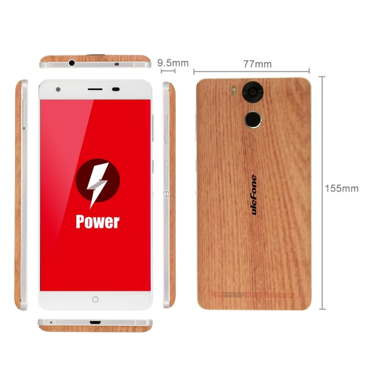 [HK Warehouse] Ulefone Power 16GB, Network: 4G, 5.5 inch Android 6.0 MTK6753 64-Bit Octa-core 1.3GHz, RAM: 3GB, 6050mAh Battery (Wooden)