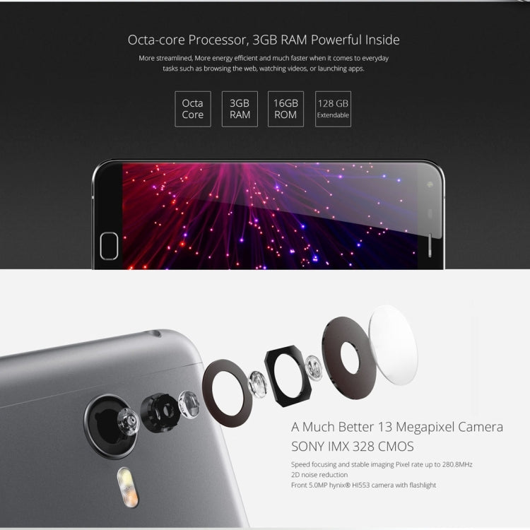 UMI TOUCH, 3GB+16GB, Metal Unibody Front Fingerprint 2.5D LTPS FHD 5.5 inch Android 6.0 MT6753 Octa-Core up to 1.5GHz, Network: 4G(Grey)