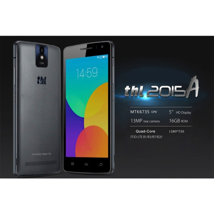 THL 2015A 16GB, Network: 4G, 5.0 inch Android 5.1 with Litchi Texture Leather Case, RAM: 2GB(Black)