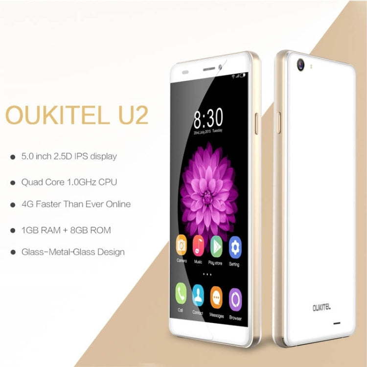 OUKITEL U2 8GB, Network: 4G, 5.0 inch Android 5.1 MT6735M, Quad Core, 1.0GHz, RAM: 1GB(Black)
