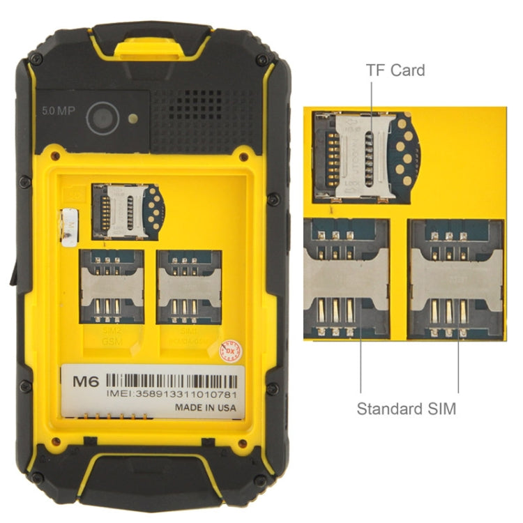 Snopow M6 Phone, Network: 3G, IP67 Waterproof Dustproof Shockproof, 3.5 inch, MTK6572W 1.2GHz, Dual SIM