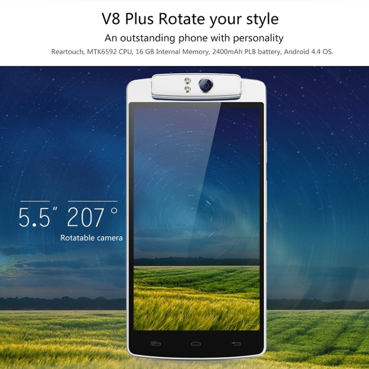 iNEW V8 Plus, 2GB+16GB, 6.8mm Body Thickness, Rotatable Camera, 5.5 inch MTK6592m Octa Core 1.4GHz, Network: 3G